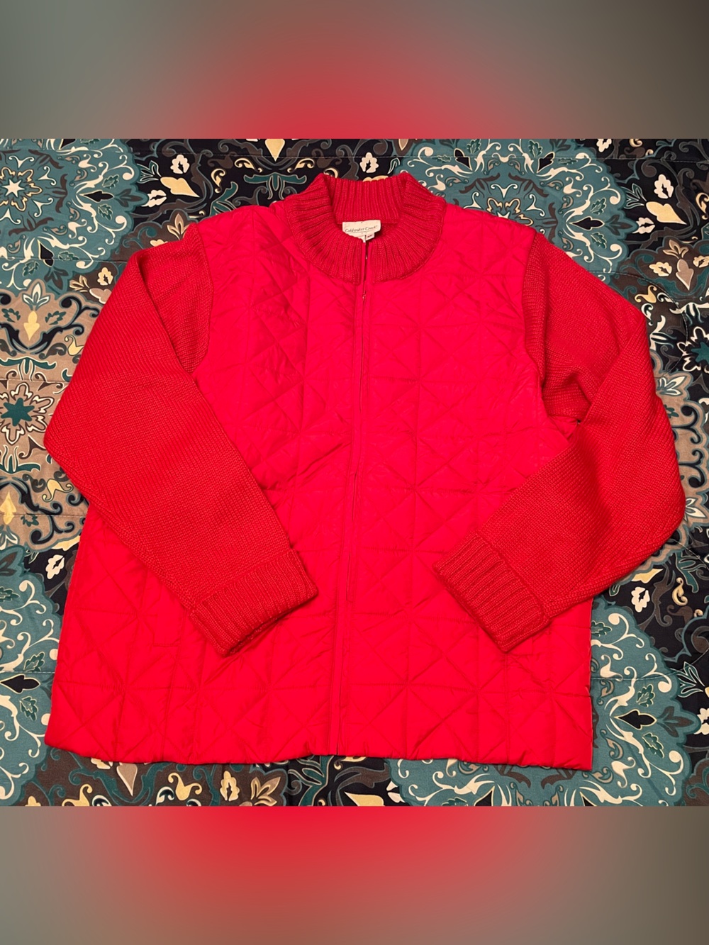 Coldwater Creek Red Knit Zip Cardigan 2X